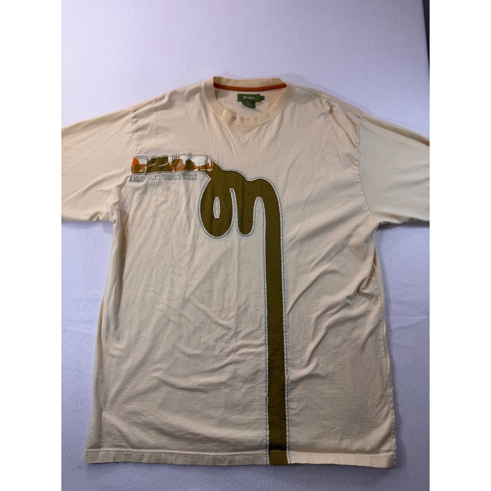 Meezan Artcouture Mens XL Graphic T-Shirt Cream Mercerized Cotton Desert Logo